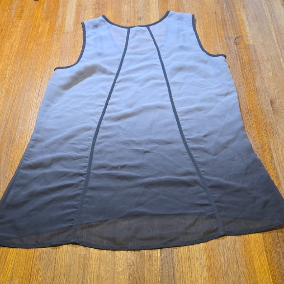 Studio Y Women Medium Gray Ombre Cut Out Round Neck Sleeveless Sheer Tank Top - Picture 6 of 6